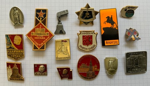 Soviet original pin badges x15 - soviet,