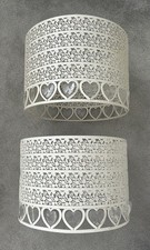 Next Easy Fit 2 x Large Cream Heart Embellished Metal Lamp Shades H 24 X  34 Cms