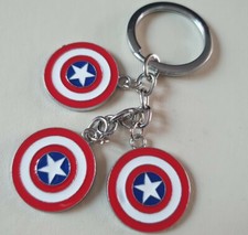 Marvel Avengers Captain America Shield Keyring 1.5cm Diameter UK Seller Free P&P