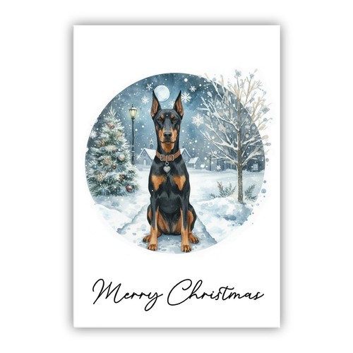 Doberman dog christmas card - doberman,