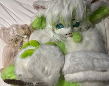 Fursuit fantasy green white
