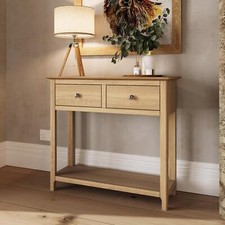Oak Top 2 Drawer Console Table