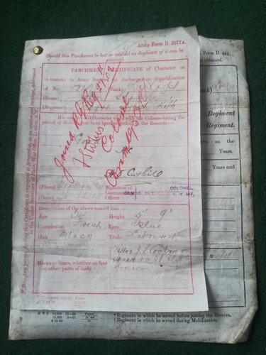 1897 enlistment papers cpl - papers,, l/cpl