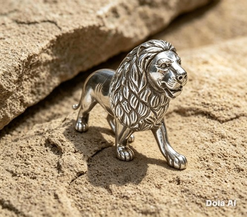 Solid silver lion - solid, figurine