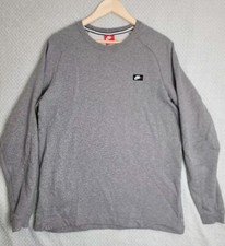 Nike Men's Sweatshirt Retro Jumper Grey Crewneck Long Sleeve Size Large - L