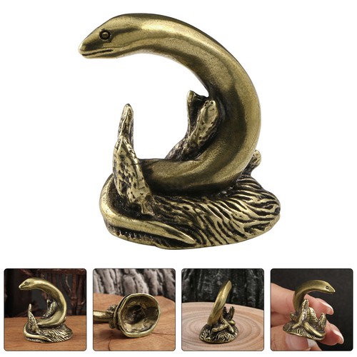 Golden brass snake figurine - brass,