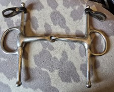 5.5ins Full Cheek Snaffle. Stainless Steel. With Leather Loops.