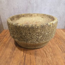 Large 1970s Brutalist Round Concrete Planter - Willow Lodge Crafts LTD Glos