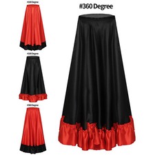 Girls Spanish Dance Skirt Belly Dance Skirt Big Swing Costume Ruffled Hem Skirt 