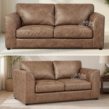 3+2 Sofa Set Brown Tan Faux