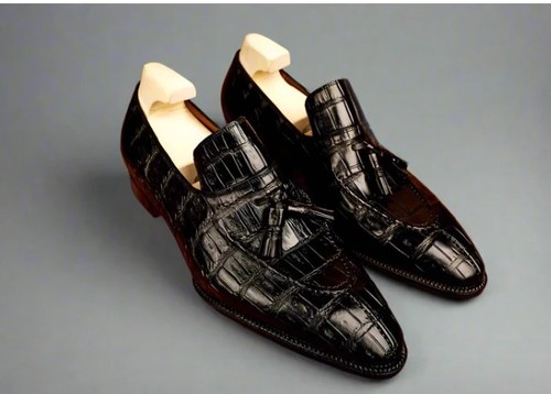 Handmade men black - , crocodile