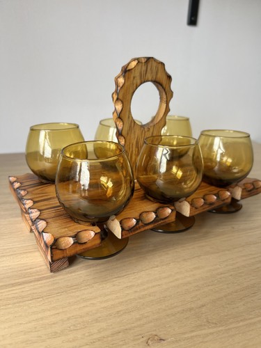 Vintage set amber brandy - set, of