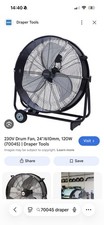 Draper 70045 Industrial Drum Fan 24"/610mm 3-Speed 120W 230V