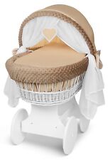 White Wicker Wheels Crib/baby
