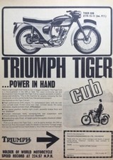 TRIUMPH TIGER CUB 200cc ORIGINAL 1954 B/W ADVERTISEMENT 25cm x 18cm