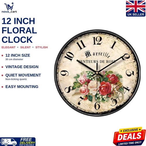 Inch floral clock shabby - -,
