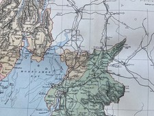 Antique map of Lancashire Northern Part colour chromolithograph 1895