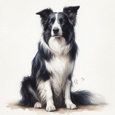 BORDER COLLIE Watercolour ART