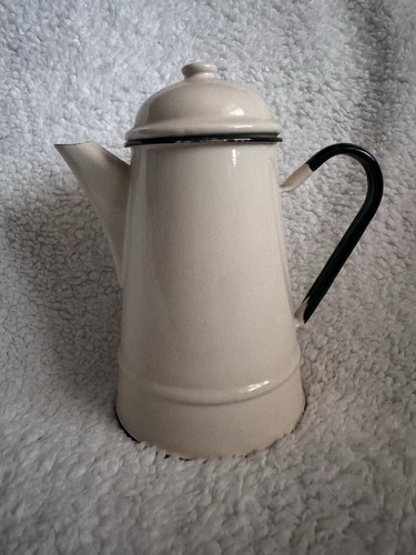 Vintage cream and green enamel - cream,