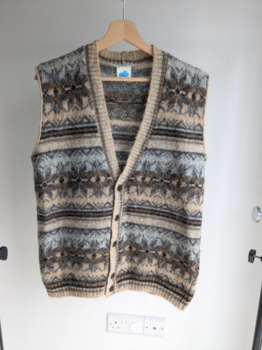 Brown cream fairisle sweater - brown,