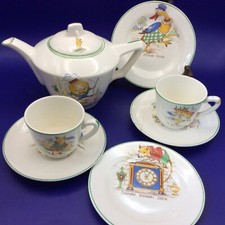 Vintage Childrens Ceramic Tea Set with Nursery Rhyme Characters