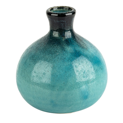 Round blue crackleglaze small - crackleglaze,