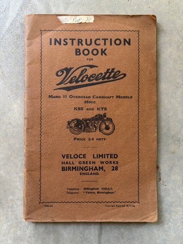 Velocette kss kts instruction - kts,