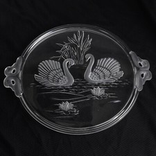 Mikasa Walther 15" Swan Crystal Frosted Cake Plate Charger W. Germany