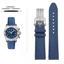 22mm Blue Nylon Leather Strap