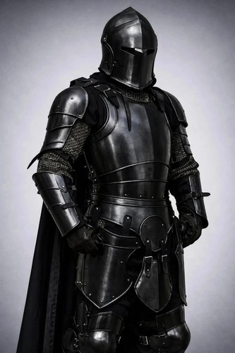 Medieval steel black barbuta - black,