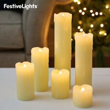 6 PACK | Battery LED Flickering Real Wax Flameless Indoor Pillar Candles Set