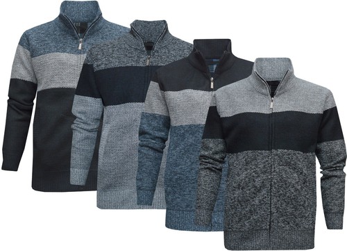 Mens full zip cardigan knitted - full,