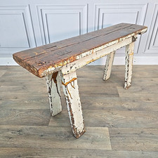 Vintage Rustic Work Bench Primitive Wooden Trestle Table Saw Horse Scullery Seat