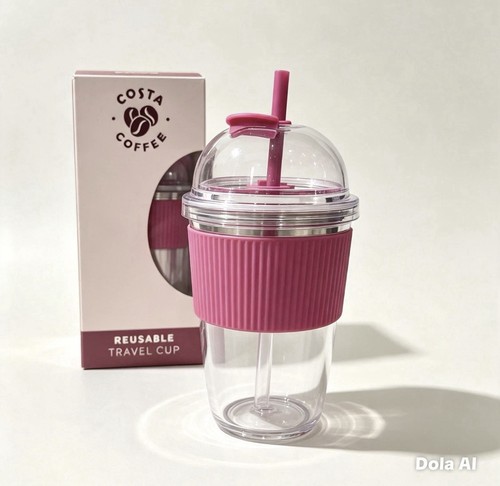 Costa coffee pink reusable - coffee,