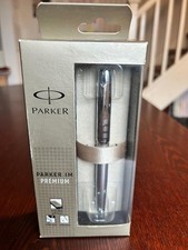 Parker IM Premium Roller Ball Black Pen - Refined Solid Metal - New in Gift Box