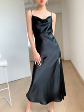 Black Zebra Triacetate A-Line Slip Dress Black (Multiple Size)