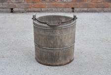 old vintage wooden rice bucket / well water/ planter / pot - FREE DELIVERY