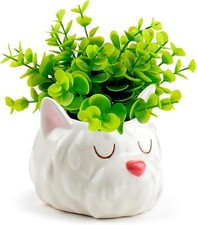 WESTIE DOG HEAD SHAPED CERAMIC INDOOR FREESTANDING PLANTER PLANT POT PUK