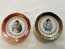 Vintage Porcelain de Luxe France, 2 Decorative Mini Plates Napoleon & Josephine 