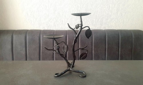 Gothic black grey candle stick - black/grey,