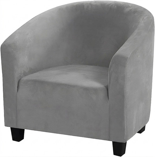 Grey velvet tub chair - velvet,