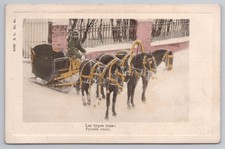 Pre-Revolution Russia, Russian Types, Man in Horse Drawn Sleigh Troika