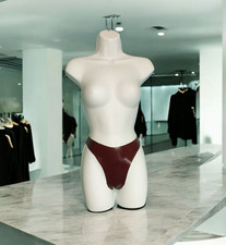 Love Life Latex ladies rubber thong briefs in 0.55mm burgundy size 14