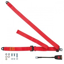 Front Static Seat Belt For Reliant Kitten 7 CWT Van 1975-1996 Red