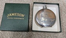 Rare Vintage Jameson Irish Whiskey Whisky Hip Flask Round Flask.