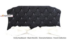Emily Chenille Headboard All Sizes & Colours Diamante Buttons  French Collection