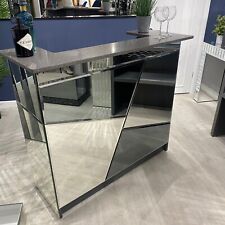 Ascot - Grey & Silver Mirror Home bar with Grey Sparkle Quartz Worktop