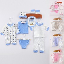 8PCS Newborn Baby Boys Girls Bodysuit Romper Playsuit Hat Scarf Outfit Clothes