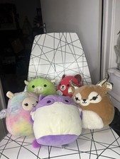 Squishmallows Bundle X5 Plush Stuffed Toy Lot Deer Flying Squirrel, Red Panda