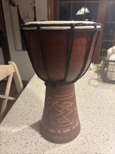 Vintage hand carved wood bongo - vintage,
